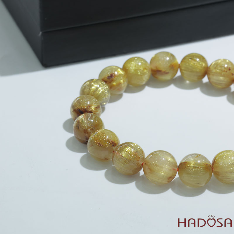 Vòng Đá Thạch Anh Tóc Vàng VIP 12mm Cao Cấp Chuẩn 8A