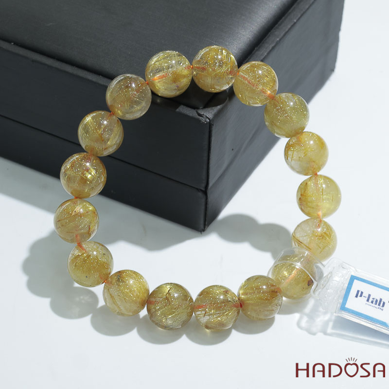 Vòng Đá Thạch Anh Tóc Vàng 12mm Cao Cấp Chuẩn 7A