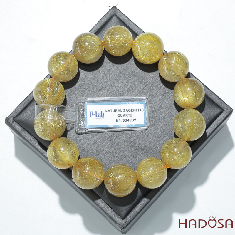 Vòng Thạch Anh Tóc Vàng Cao Cấp Chuẩn 7A 17mm