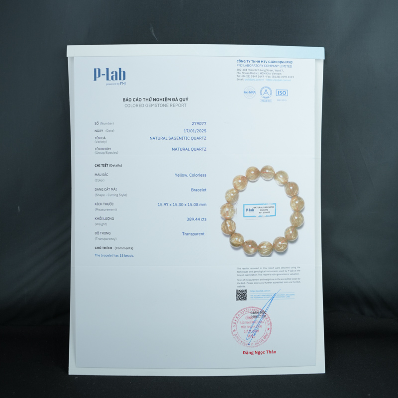 Thạch anh tóc vàng Vip 15mm cao cấp chuẩn 9A