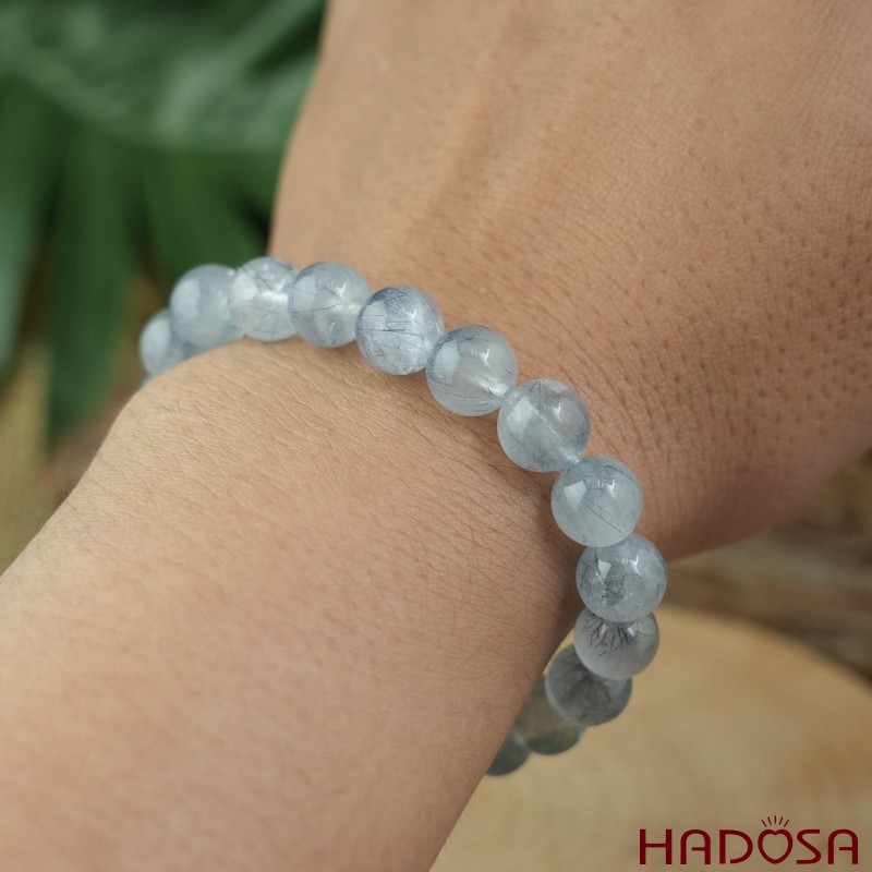 Vòng Thạch Anh Tóc Xanh Dương 9mm cao cấp chuẩn 6A