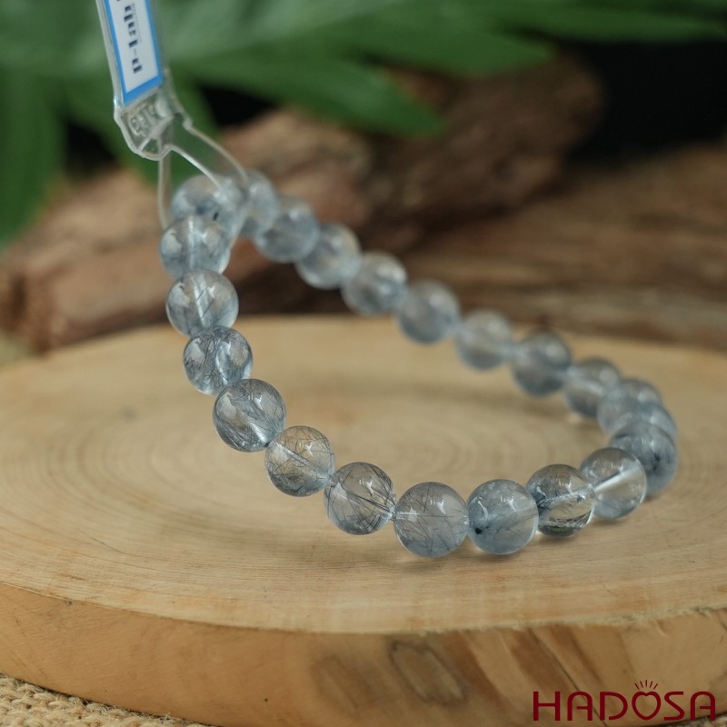 Vòng Thạch Anh Tóc Xanh Dương 8mm cao cấp chuẩn 6A