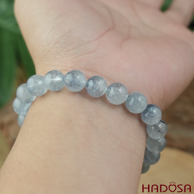 Vòng Thạch Anh Tóc Xanh Dương 9mm cao cấp chuẩn 6A