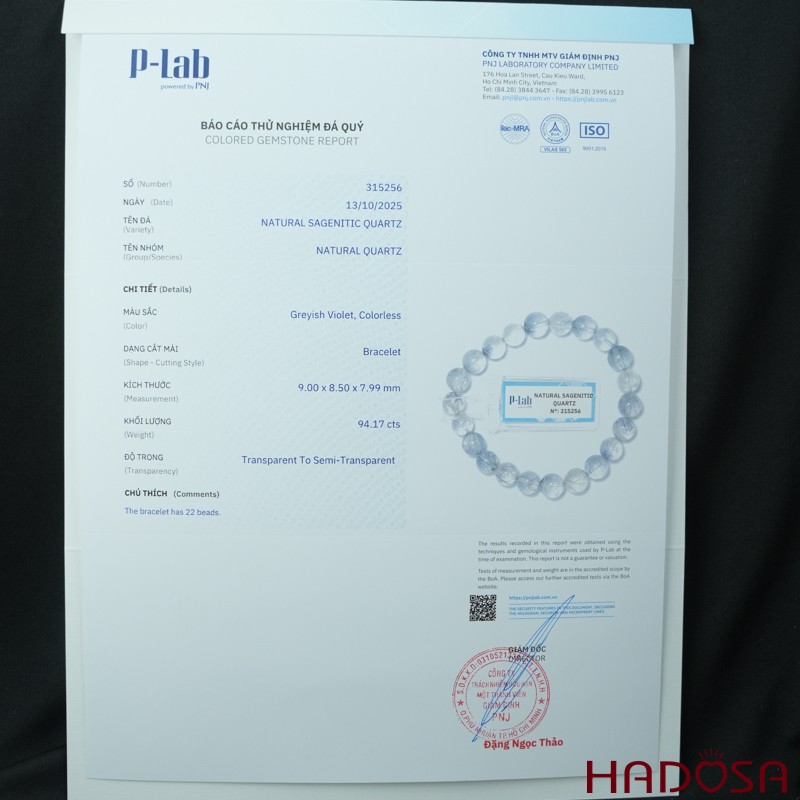 Vòng Thạch Anh Tóc Xanh Dương 8mm cao cấp chuẩn 6A
