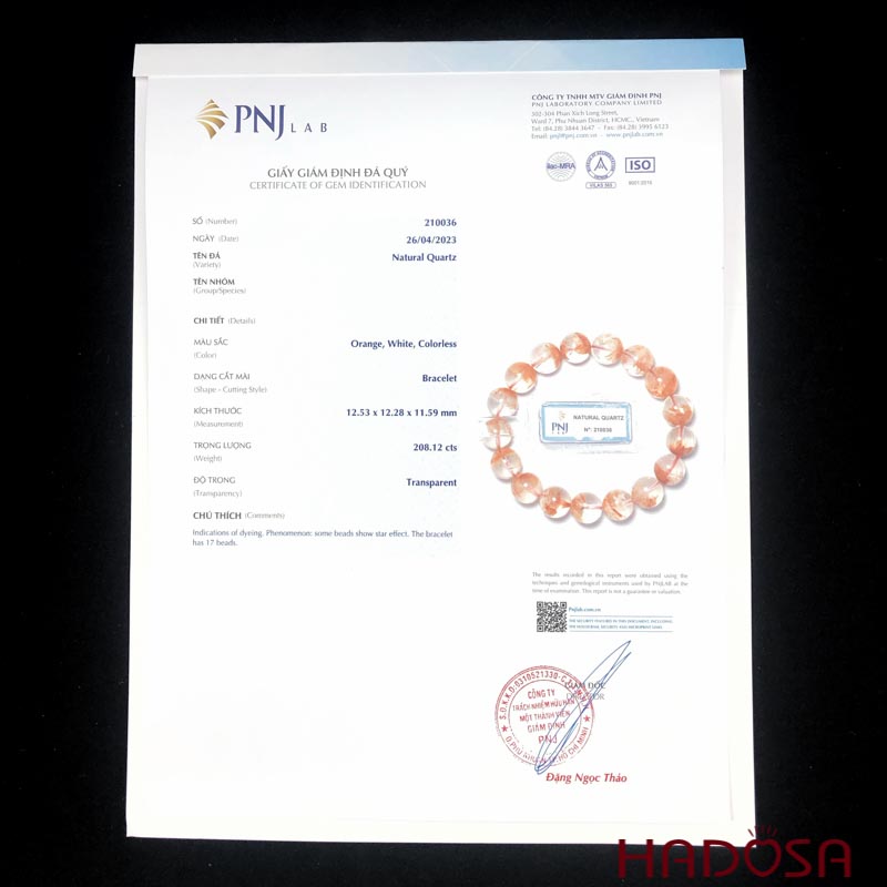 Vòng đá Ưu Linh tuyết 12mm