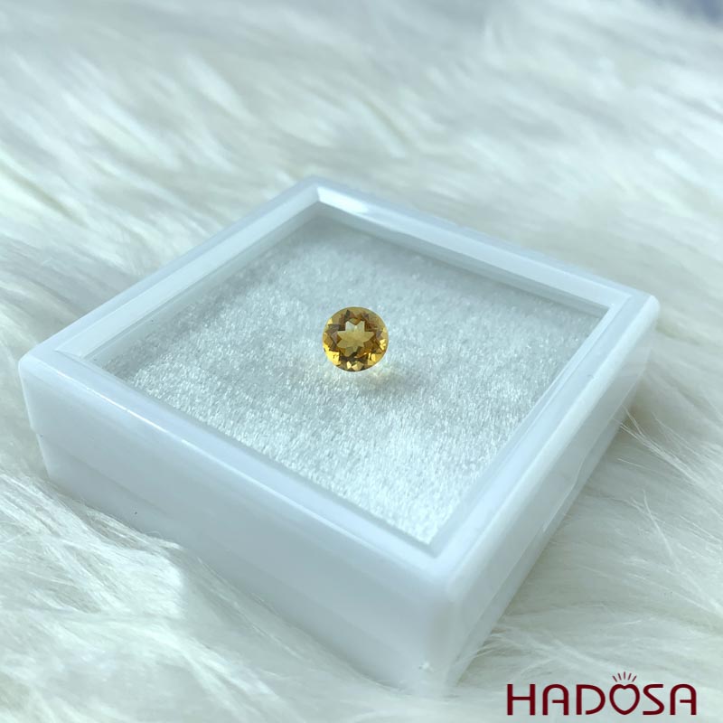 Mặt thạch anh vàng Citrine tròn 7mm 5A