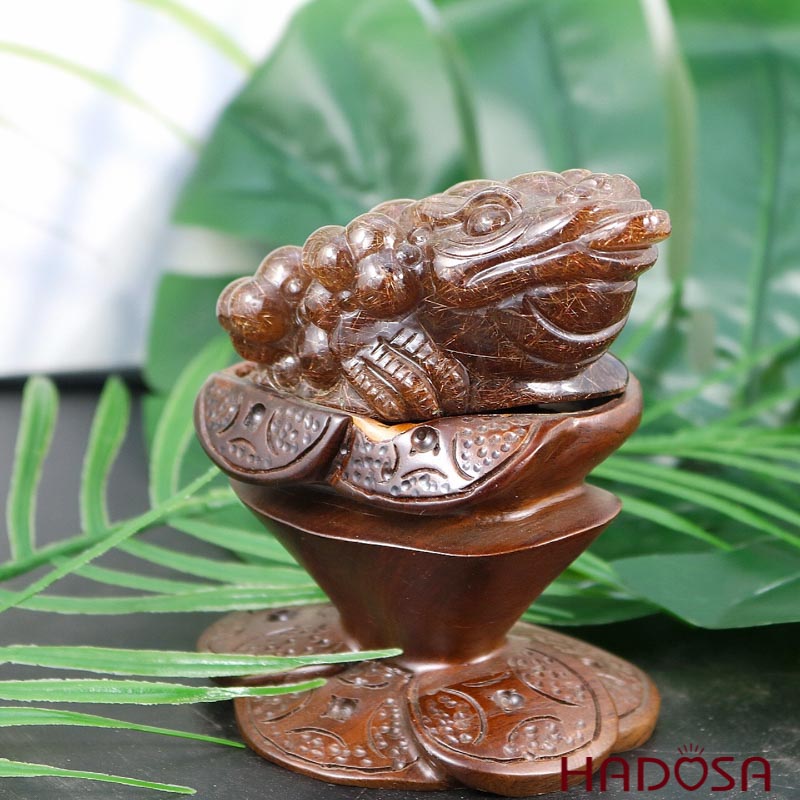 Thiềm thừ thạch anh tóc đồng 14*12*10cm