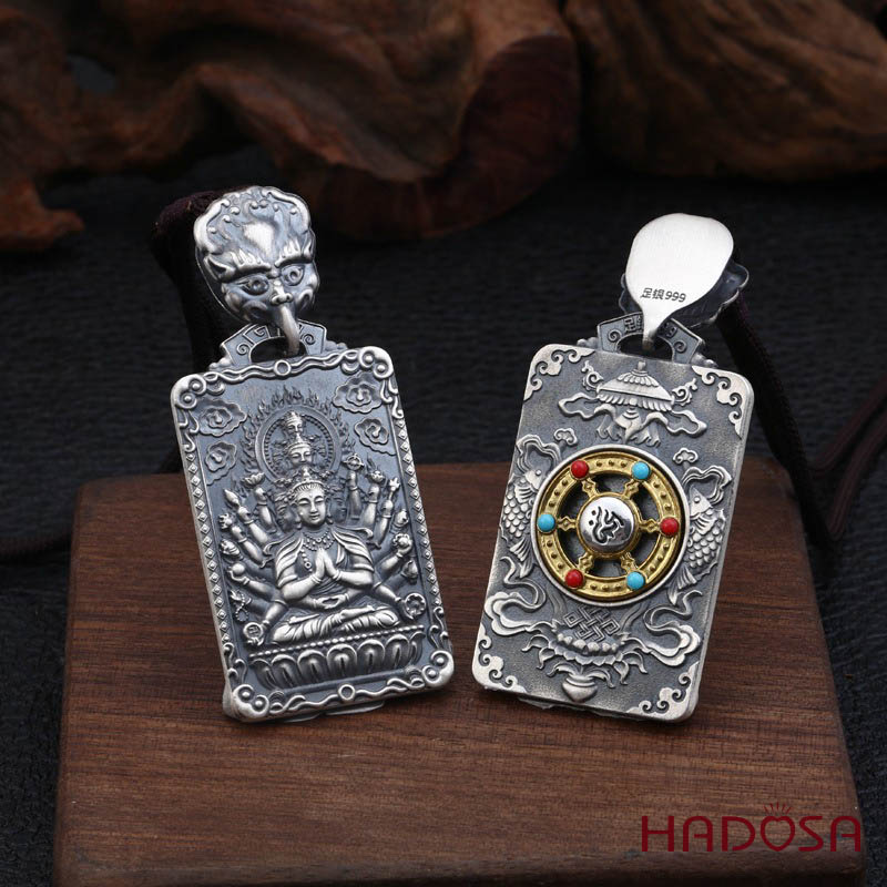 Mặt dây chuyền bạc Thái Phật bản mệnh Thiên Thủ Thiên Nhãn (Tý)