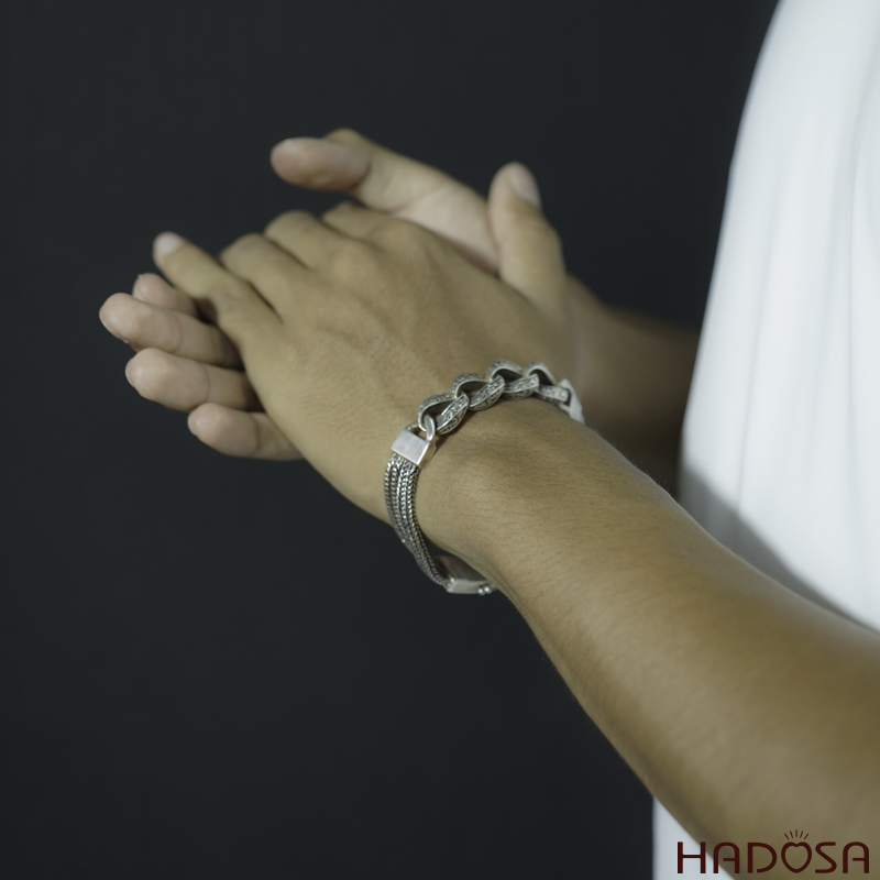Lắc tay nam bạc cao cấp 20cmx1.3mm