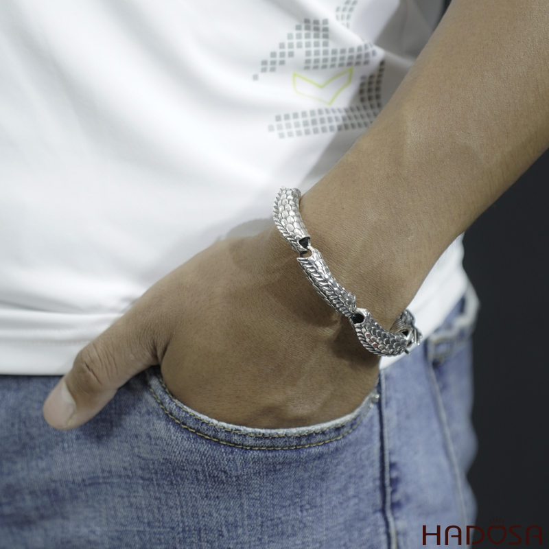 Lắc tay Rồng bạc Thái cho nam