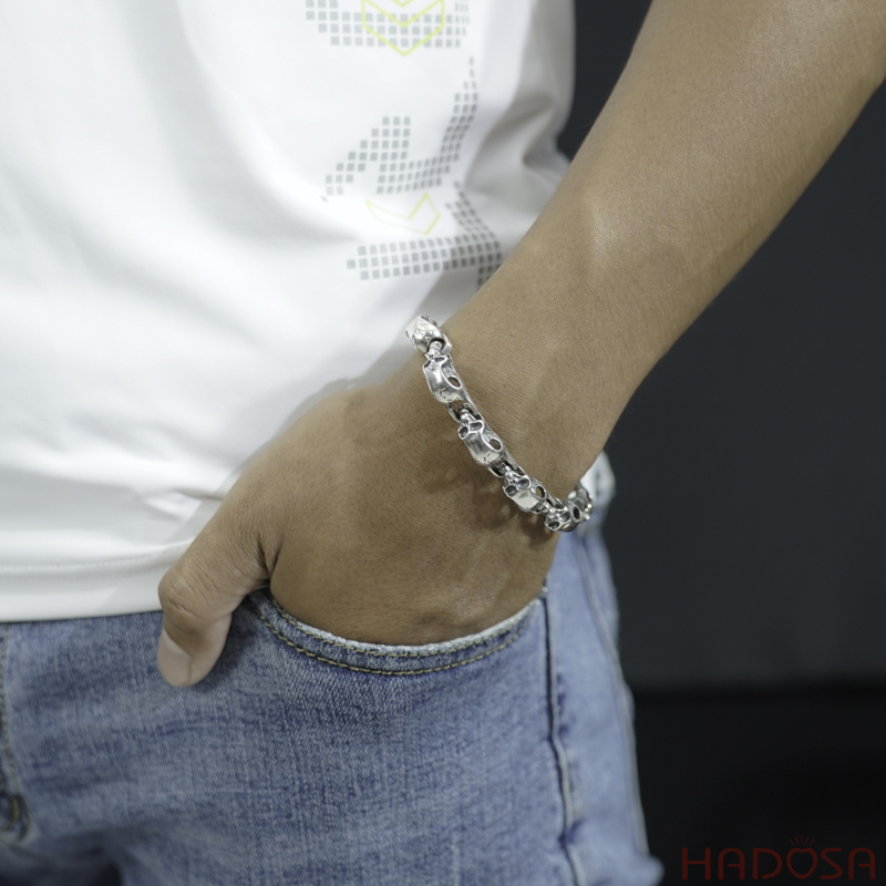 Lắc tay nam bạc Thái 925 đầu lâu cao cấp