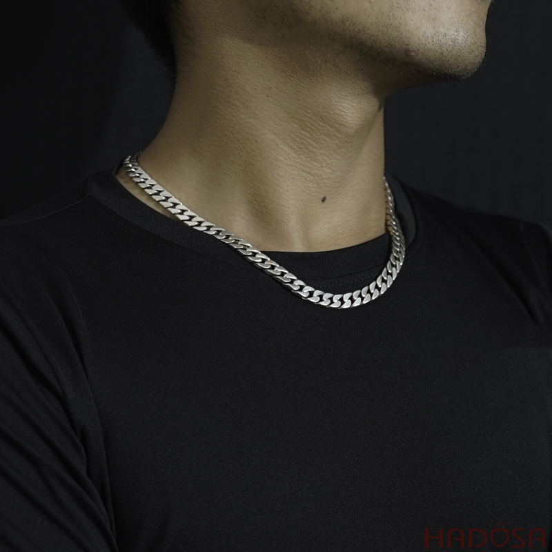 Mẫu dây bạc nam cuban bản 8mm