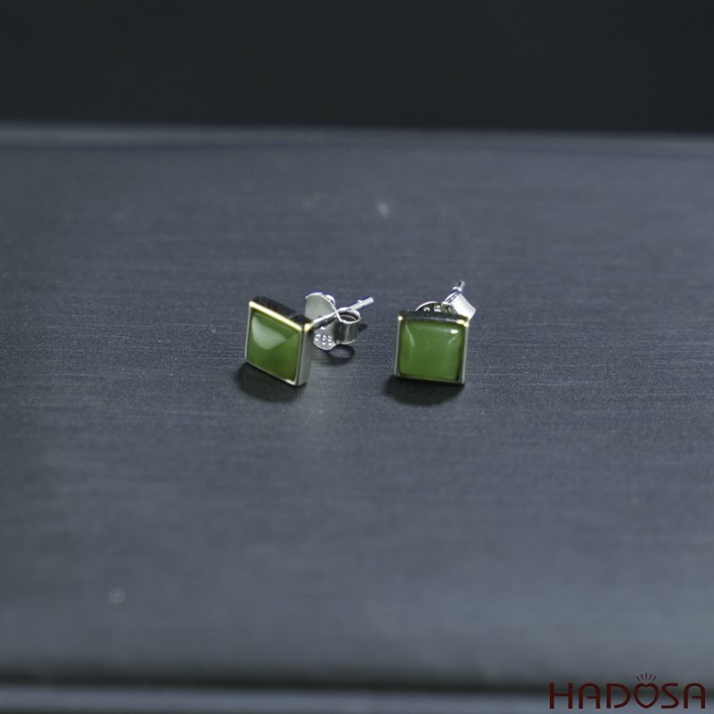 Bông tai Ngọc Bích Canada 5mm bạc 925