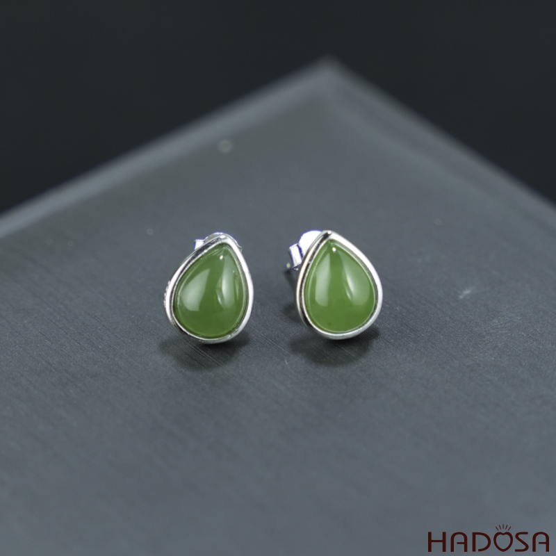 Bông tai Ngọc Bích Canada 7*9mm bạc 925