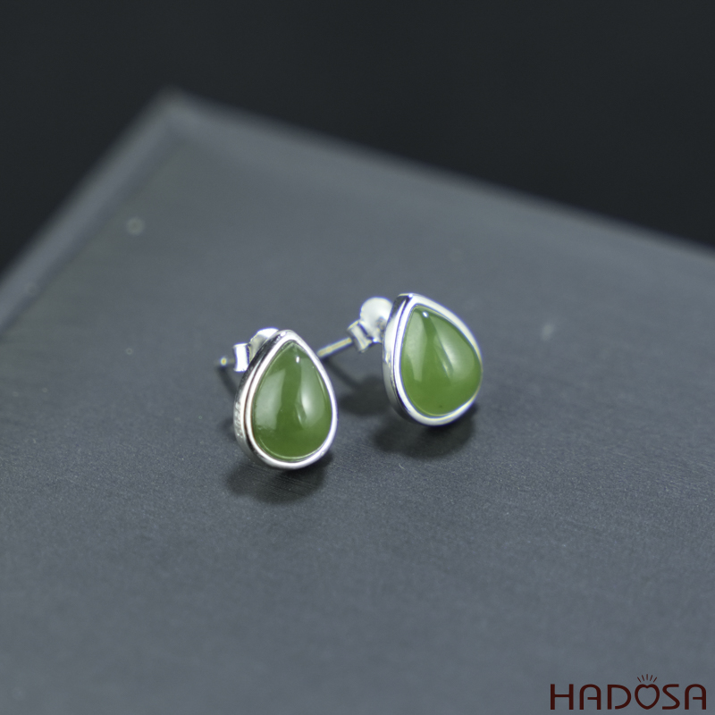 Bông tai Ngọc Bích Canada 7*9mm bạc 925