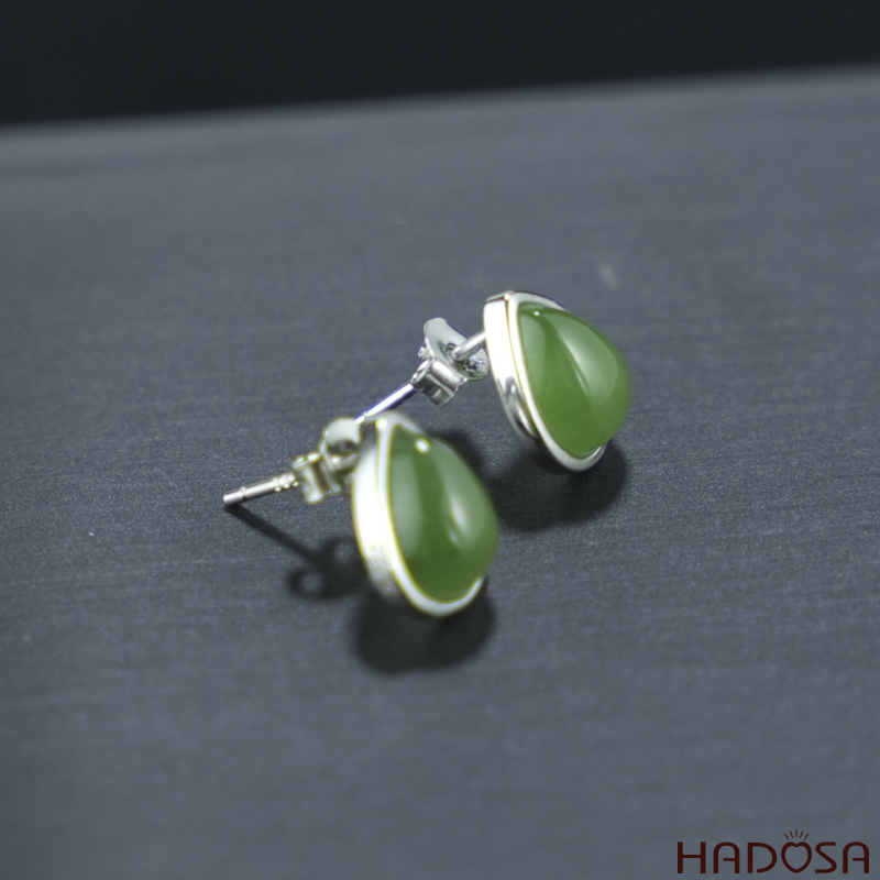 Bông tai Ngọc Bích Canada 7*9mm bạc 925
