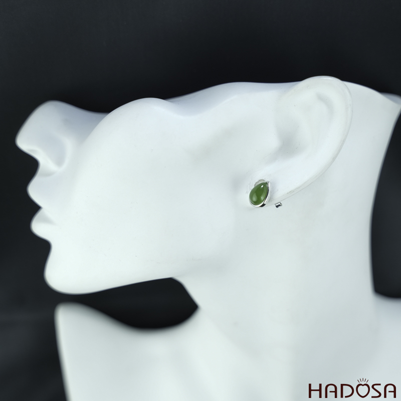 Bông tai Ngọc Bích Canada 7*9mm bạc 925