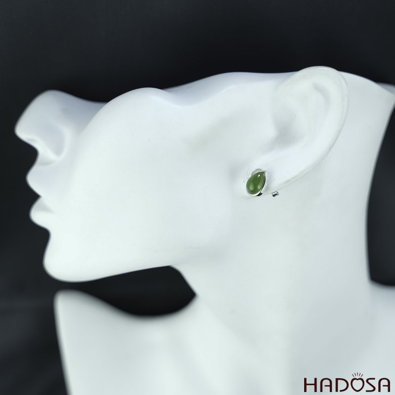 Bông tai Ngọc Bích Canada 7*9mm bạc 925