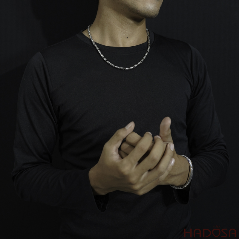 Dây chuyền bạc chú Om mani padme hum