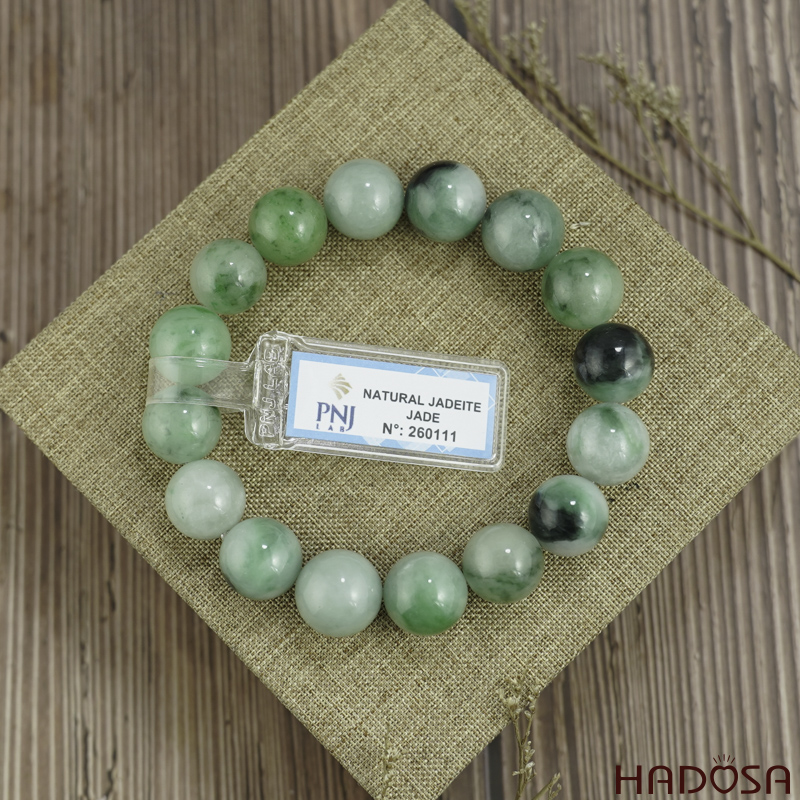 Vòng chuỗi Cẩm Thạch bạch lý 13mm