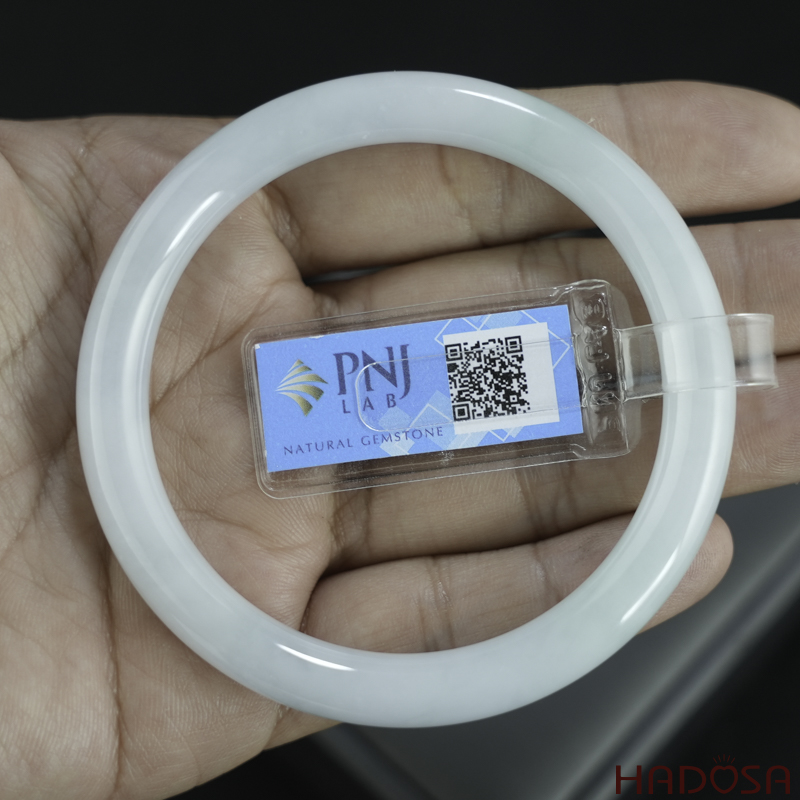 Vòng Ngọc Cẩm Thạch tròn trắng lí vân xanh ni 55