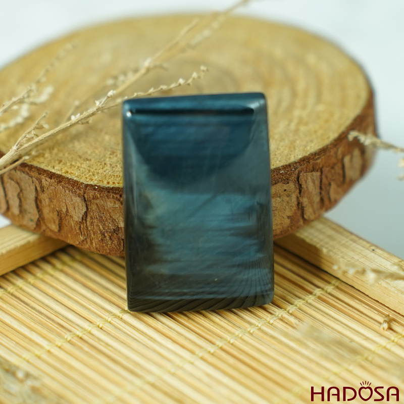 Mặt dây chuyền thạch anh mắt Hổ xanh đen 30x20mm  chuẩn 6A