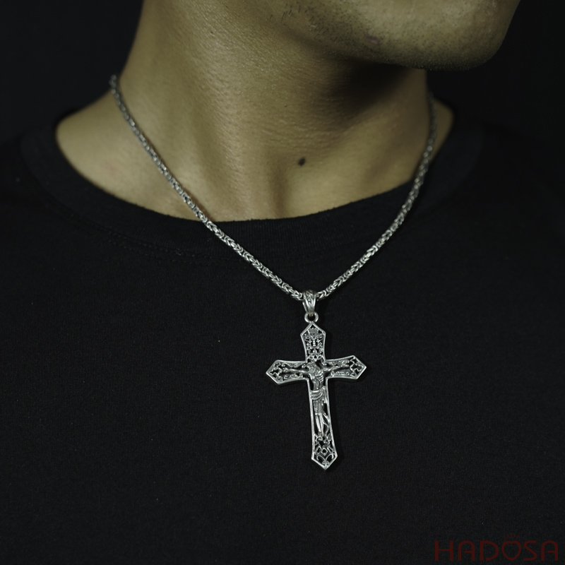 Mặt dây chuyền nam bạc Thái Thánh Giá 61*37mm