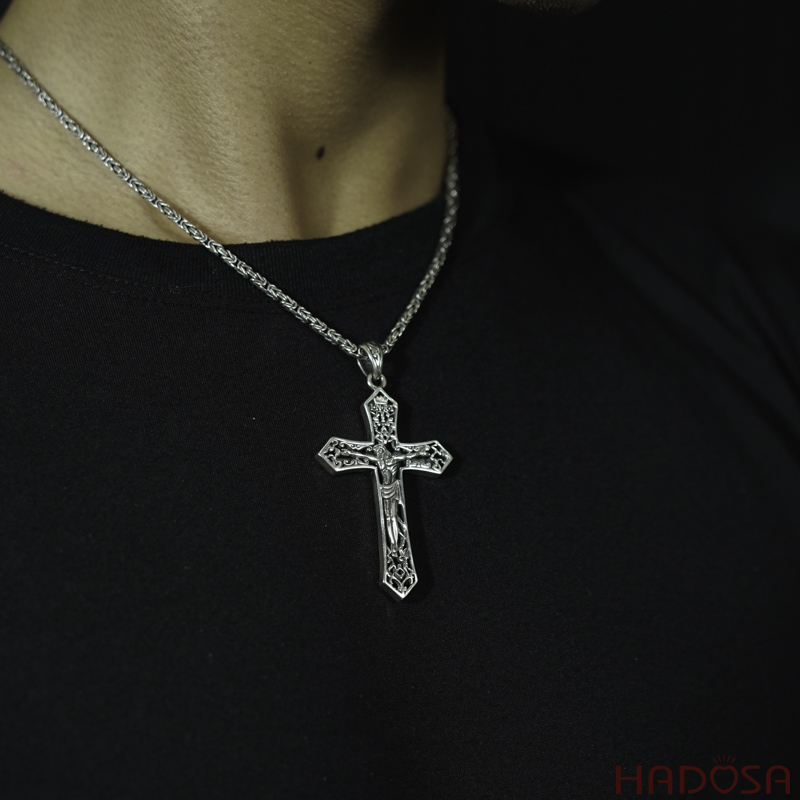 Mặt dây chuyền nam bạc Thái Thánh Giá 61*37mm