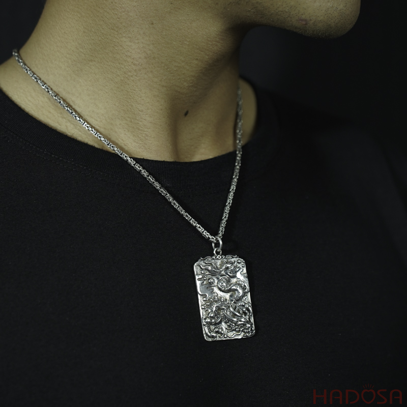 Măt dây chuyền bạc Thái chạm Rồng