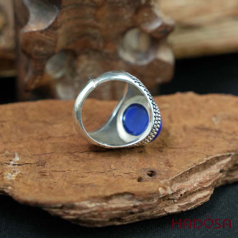 Nhẫn nam Mặt đá Lapis oval 12x16mm bạc 925