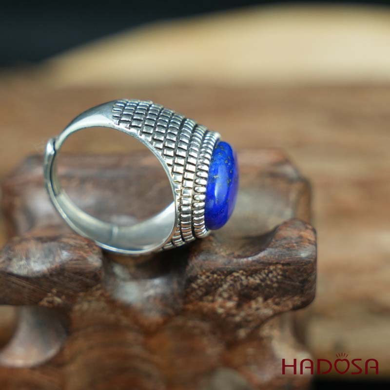 Nhẫn nam Mặt đá Lapis oval 12x16mm bạc 925