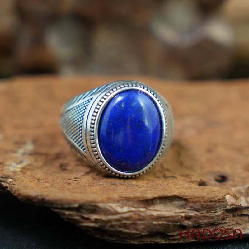 Nhẫn nam Mặt đá Lapis oval 12x16mm bạc 925