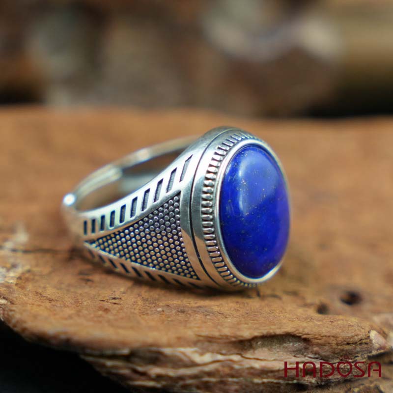 Nhẫn nam Mặt đá Lapis oval 12x16mm bạc 925