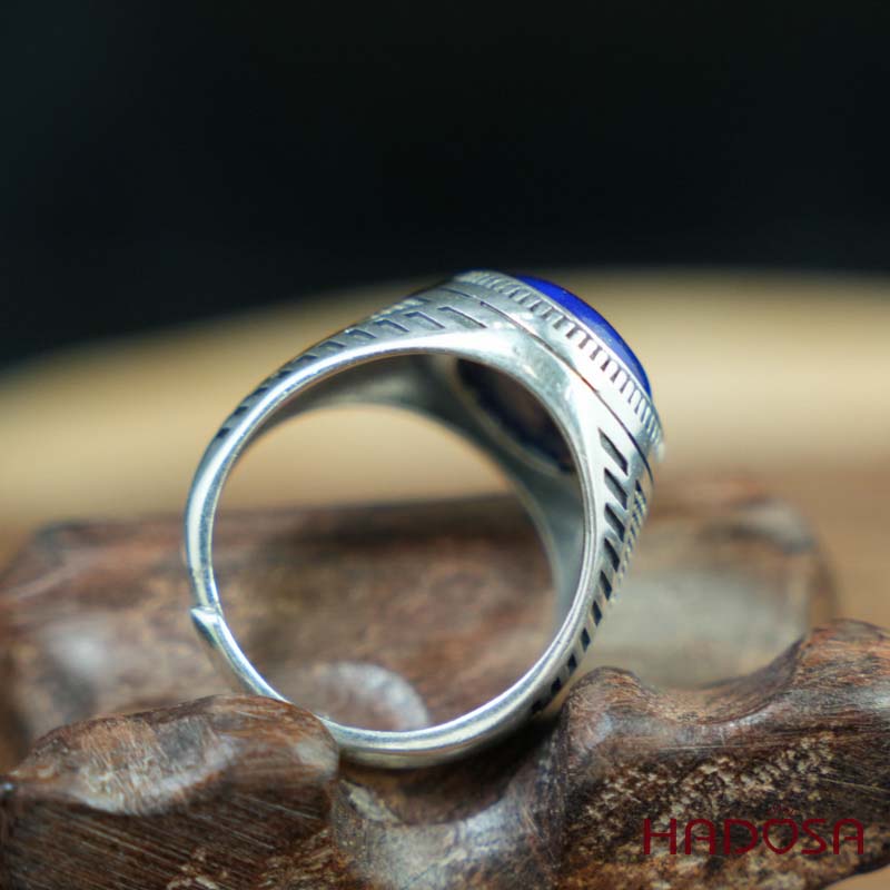 Nhẫn nam Mặt đá Lapis oval 12x16mm bạc 925