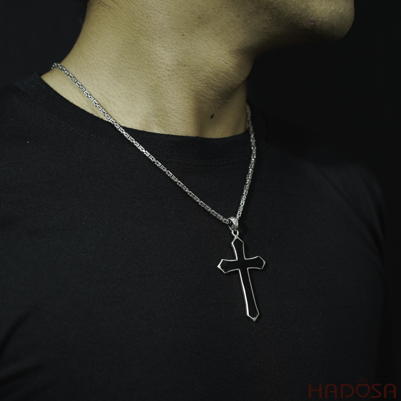 Mặt dây chuyền thánh giá bạc Thái 66x38mm