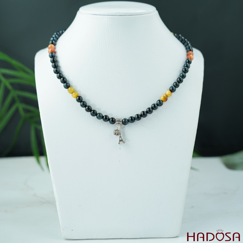 Vòng cuốn đá mắt hổ tam tài 6mm