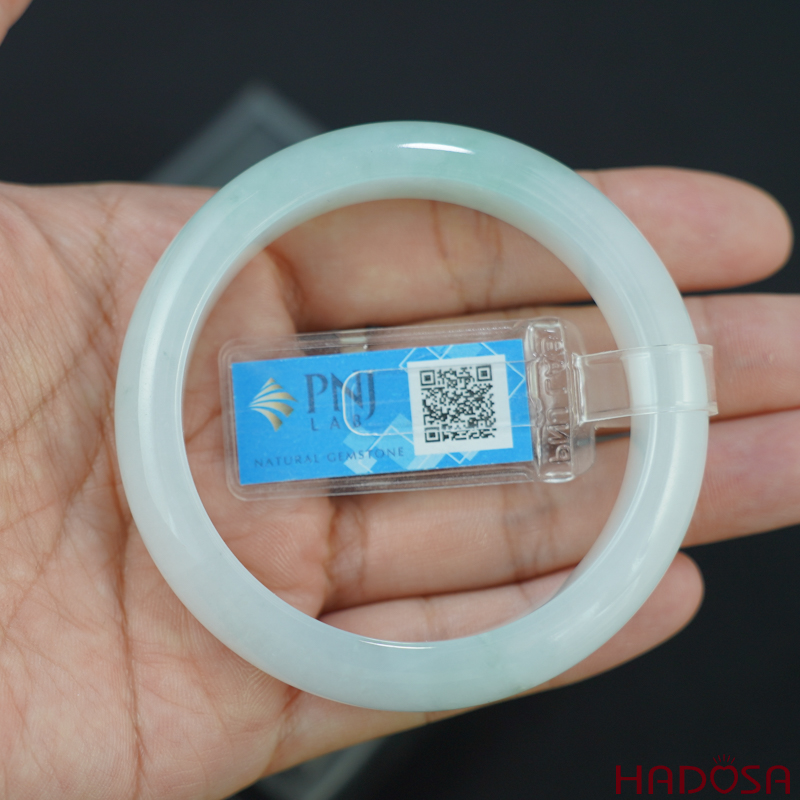 Vòng Ngọc Cẩm Thạch Jade A lá hẹ băng ngọc ni 52