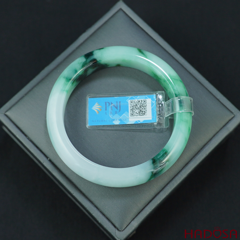 Vòng Ngọc Cẩm Thạch Jade A lá hẹ bạch ngọc phớt lý ni 54