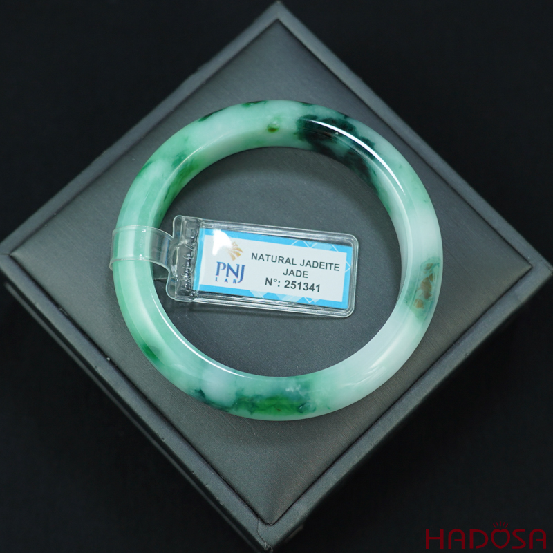 Vòng Ngọc Cẩm Thạch Jade A lá hẹ bạch ngọc phớt lý ni 54