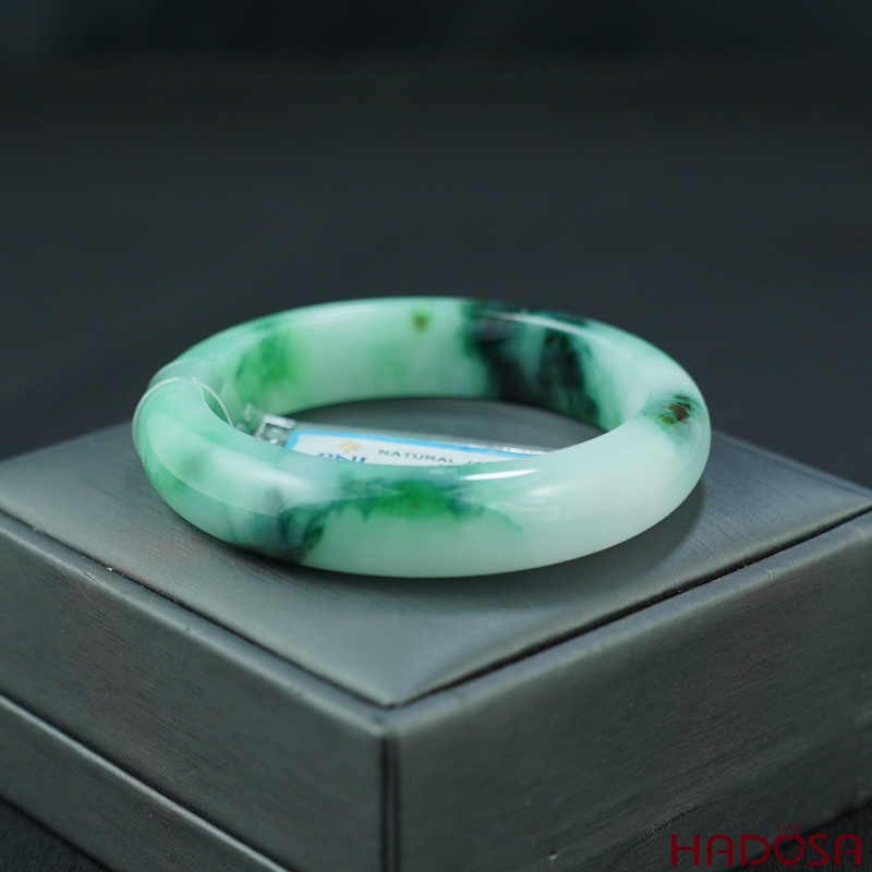 Vòng Ngọc Cẩm Thạch Jade A lá hẹ bạch ngọc phớt lý ni 54