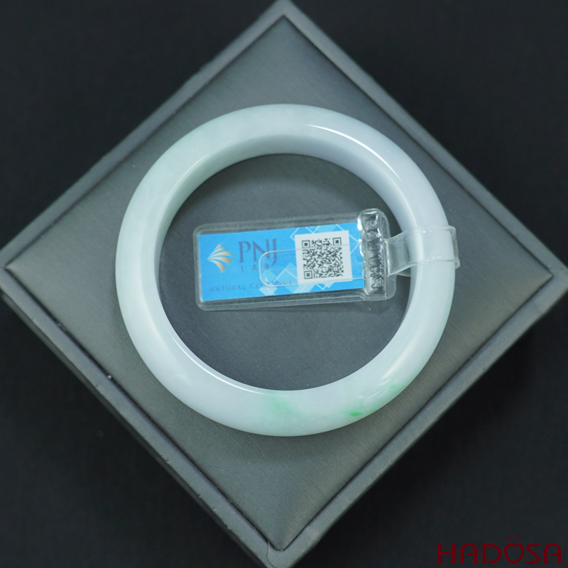 Vòng Ngọc Cẩm Thạch Jade A lá hẹ trắng môn phớt lý ni 52