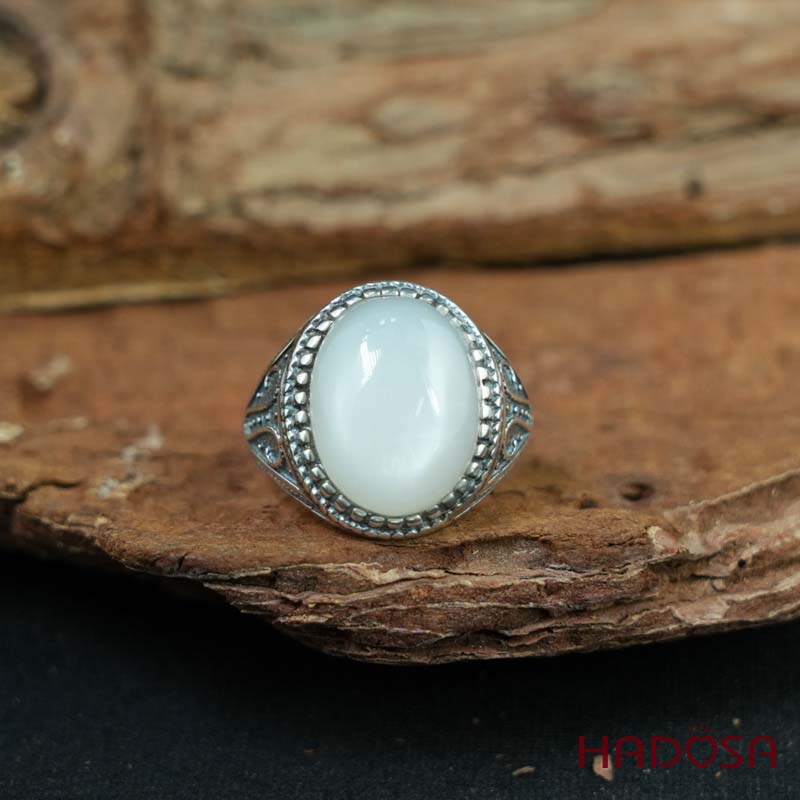 Nhẫn bạc 925 đá mặt trăng 12x16mm