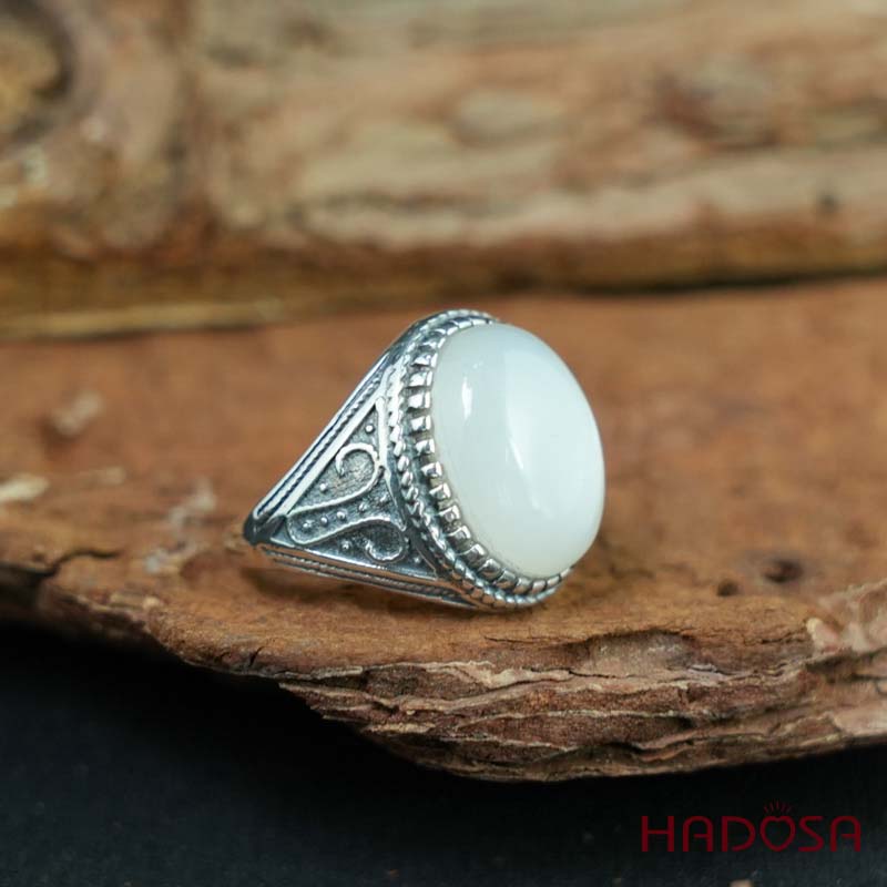 Nhẫn bạc 925 đá mặt trăng 12x16mm