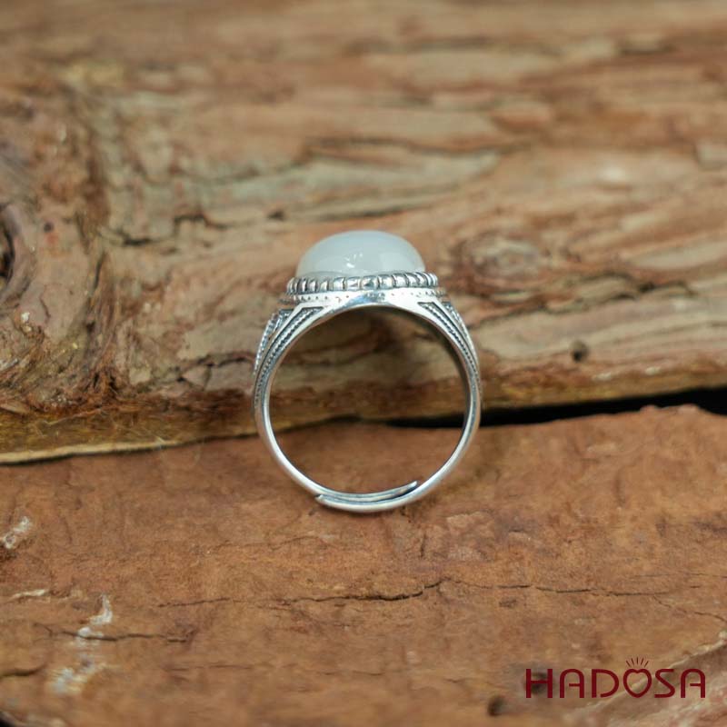 Nhẫn bạc 925 đá mặt trăng 12x16mm