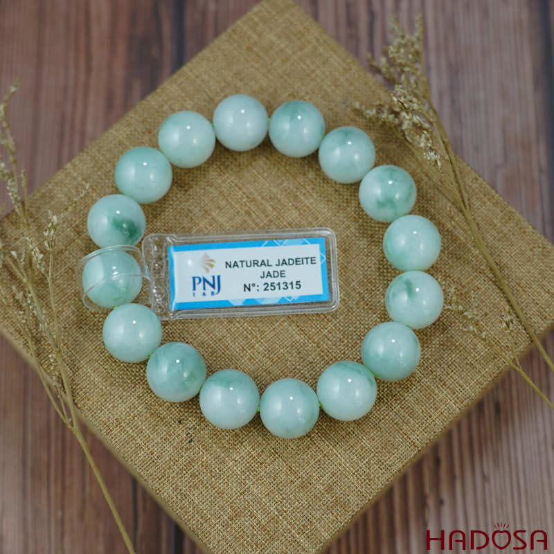 Vòng chuỗi Ngọc Cẩm Thạch Jade A nếp lý 12mm
