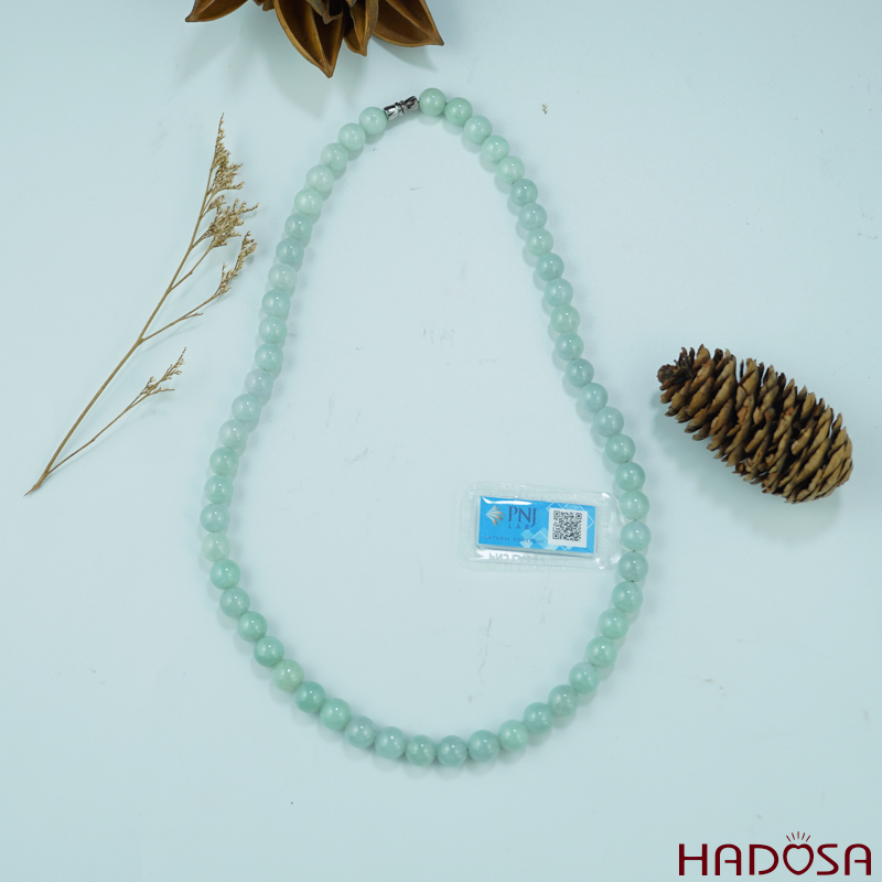 Vòng cổ ngọc cẩm thạch A xanh ngọc 8mm
