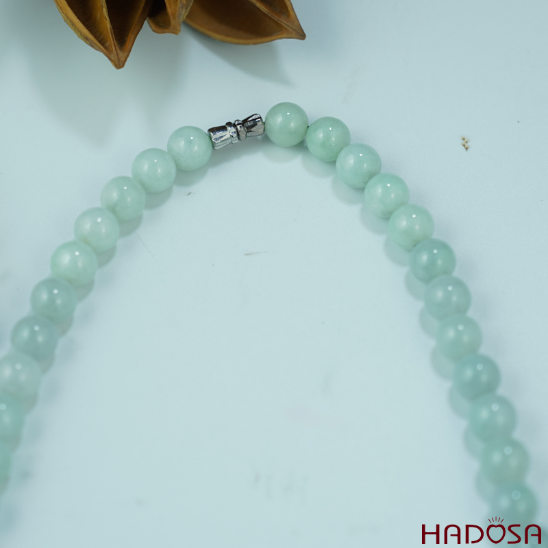 Vòng cổ ngọc cẩm thạch A xanh ngọc 8mm