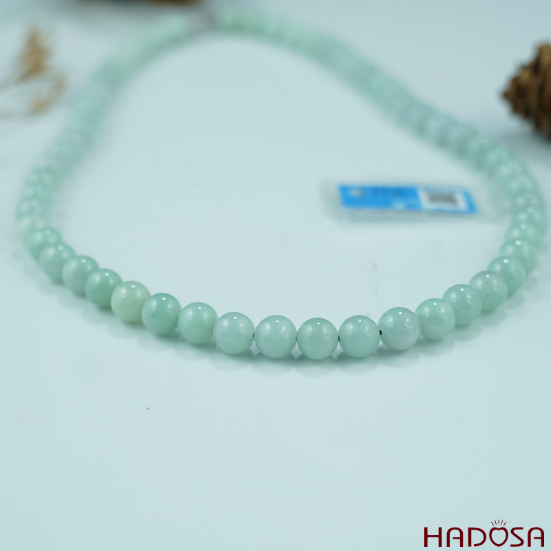 Vòng cổ ngọc cẩm thạch A xanh ngọc 8mm