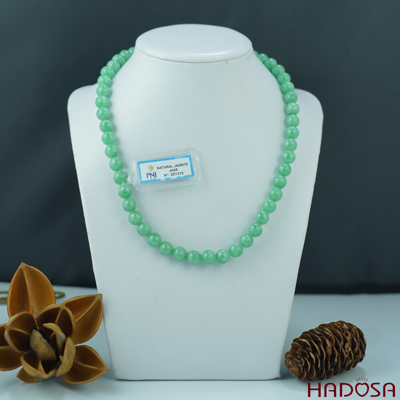 Dây chuyền ngọc Cẩm Thạch Type A xanh lý trong cao cấp