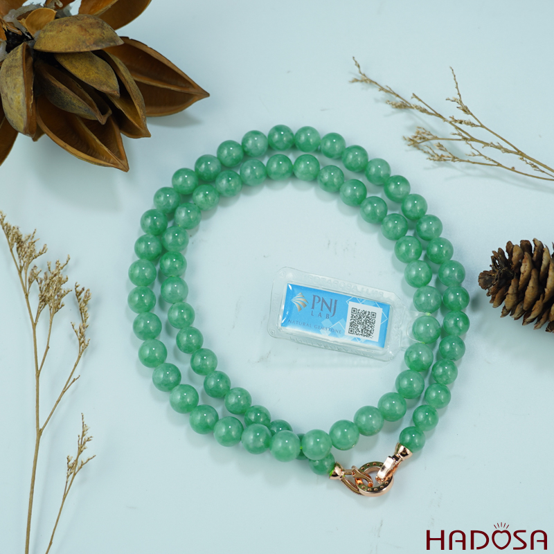 Dây chuyền ngọc Cẩm Thạch Type A xanh lý trong cao cấp